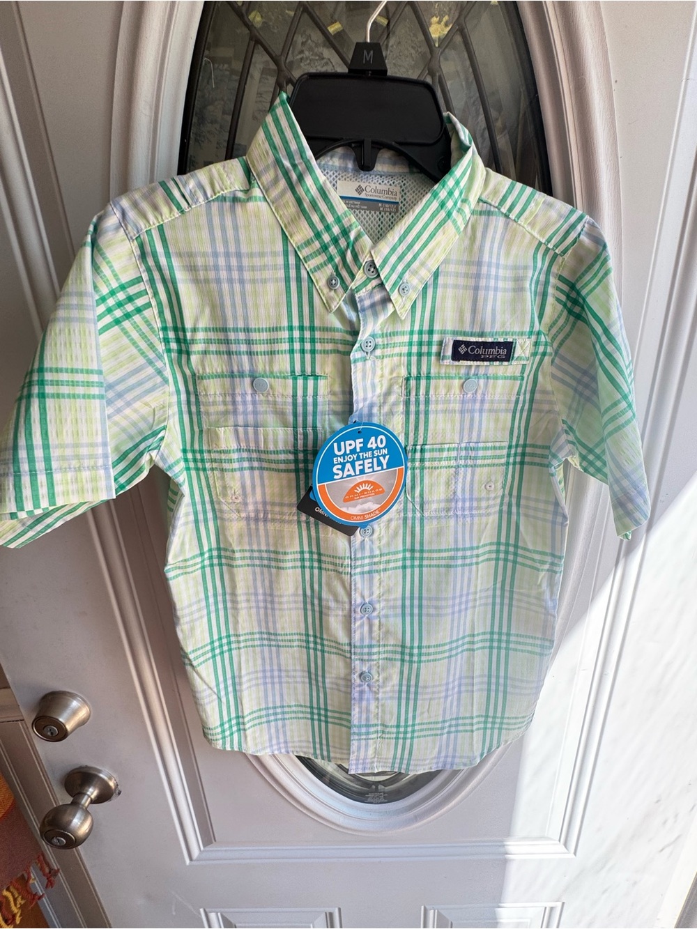 NWT Columbia PFG Super Tamiami Boys M 10/12 Plaid Fishing Shirt UPF 40